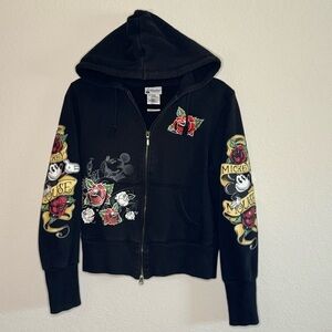 Disney Mickey Mouse Ed Hardy Inspired Zip Up Hoodie Jacket Size M